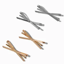 Mixed Metal Metal Hair Bow Pins - 4 Pack