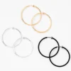 Mixed Metal 40mm Clip-On Hoop Earrings - 3 Pack