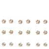 Mixed Metal 3mm Crystal Stud Earrings - 9 Pack