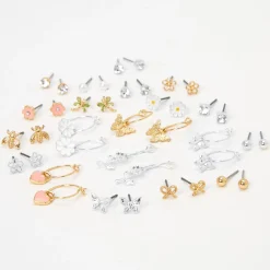 Mixed Metal Springtime Earrings Set - 20 Pack