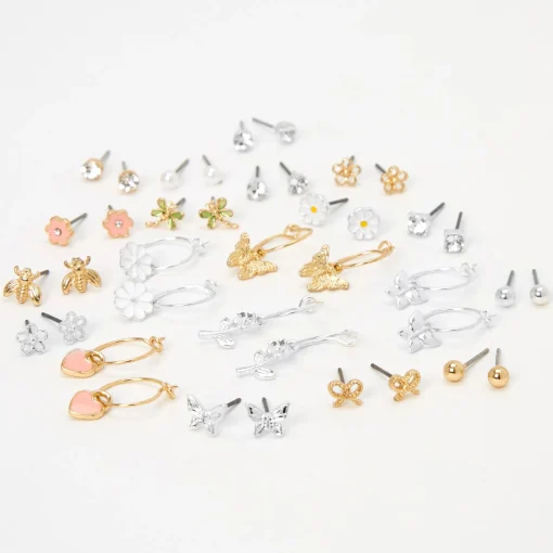 Mixed Metal Springtime Earrings Set - 20 Pack