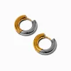 Mixed Metal Stainless Steel Clicker Hoop Earrings
