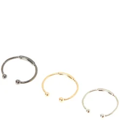 Mixed Metal Stainless Steel Barred Faux Nose Rings - 3 Pack