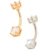 Mixed Metal Stainless Steel Cubic Zirconia 14G Belly Bars - 2 Pack