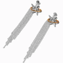 Mixed Metal Starburst Fringe Drop Earrings
