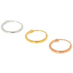 Mixed Metal Sterling Silver 22G Cartilage Hoop Earrings - 3 Pack