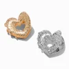 Mixed Metal Textured Heart Hair Claws - 2 Pack