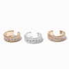 Mixed Metal Thick Embellished Ear Cuffs - 3 Pack