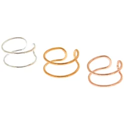 Mixed Metal Thin Wire Ear Cuffs - 3 Pack