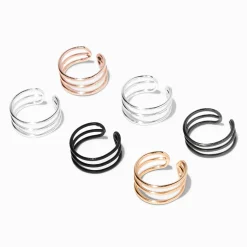Mixed Metal Wire Ear Cuffs - 6 Pack