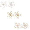 Mixed Metal Wired Flower Stud Earrings - 3 Pack