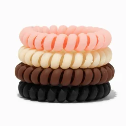 Mixed Neutral Spiral Hair Ties - 4 Pack