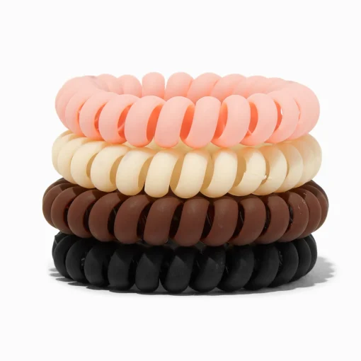 Mixed Neutral Spiral Hair Ties - 4 Pack