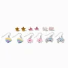 Mixed Pastel Butterfly Studs & Drop Earrings Set - 6 Pack