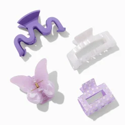 Mixed Purple Butterfly Hair Claws - 4 Pack