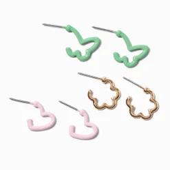 Mixed Shape Hoop Earrings - 3 Pack