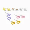 Mixed Studs & Heart Hoop Earring Set - 6 Pack