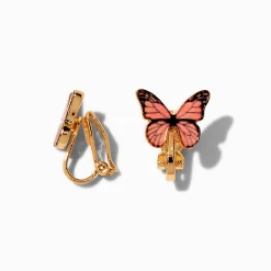 Monarch Butterfly Clip-On Stud Earrings