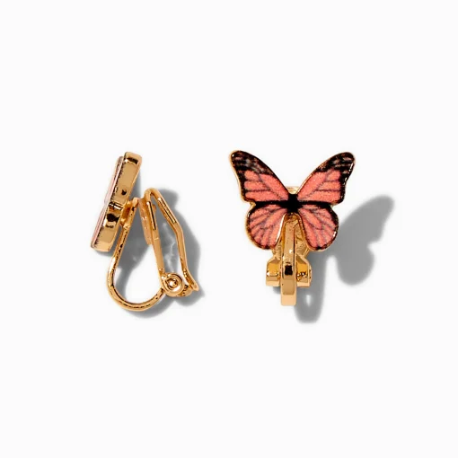 Monarch Butterfly Clip-On Stud Earrings