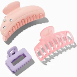 Monochrome Pink Cuties Small Hair Claws - 3 Pack