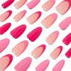 Monochrome Pink French Long Almond Vegan Faux Nail Set - 24 Pack