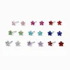 Multicolored Crystal Flower 4mm Stud Earrings - 9 Pack