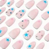 Multicolored Star Gem Stiletto Vegan Faux Nail Set - 24 Pack