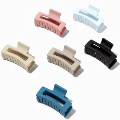 Muted Rectangle Hair Claw - 6 Pack