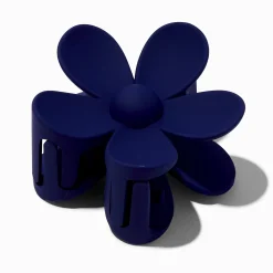 Navy Flower Medium Hair Claw