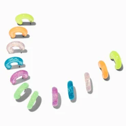 Neon Glitter Hoop Earring Stackables Set - 6 Pack