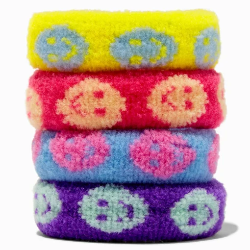 Neon Print Rolled Hair Ties - 4 Pack