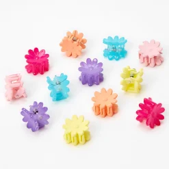 Neon Rainbow Daisy Mini Hair Claws - 12 Pack