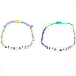 Neon Rainbow Sister Adjustable Braided Bracelets - 2 Pack