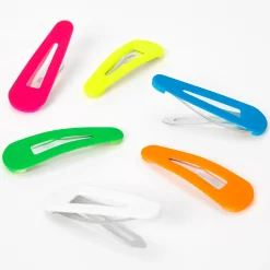 Neon Rainbow Snap Hair Clips - 6 Pack