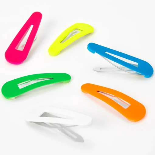 Neon Rainbow Snap Hair Clips - 6 Pack
