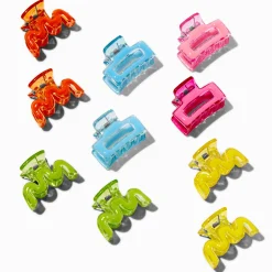Neon Rectangle & Squiggle Hair Claws - 10 Pack