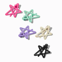 Neon Star Snap Hair Clips - 5 Pack