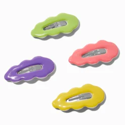 Neon Wavy Jelly Snap Hair Clips - 4 Pack