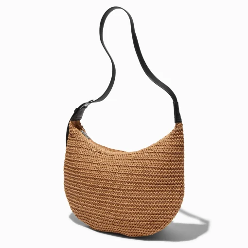 Neutral Crochet Slouchy Shoulder Bag
