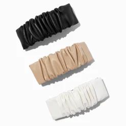 Neutral Leather Cinched Rectangle Hair Clips - 3 Pack