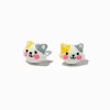 Orange & Gray Cat Stud Earrings