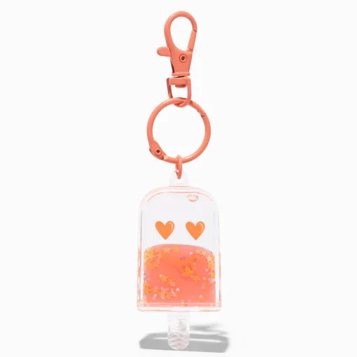 Orange Ice Pop Water-Filled Glitter Keychain