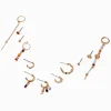 Orange Tropical Vibe Gold-tone Earring Stackables Set - 12 Pack