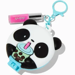 Panda Boba Tea Pop-Up Hair Brush & Lip Gloss Keychain