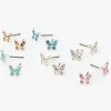 Pastel Crystal Butterfly Stud Earrings - 6 Pack