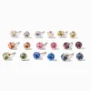 Pastel Crystal Stud Earrings - 9 Pack