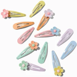Pastel Daisy Snap Hair Clips - 12 Pack