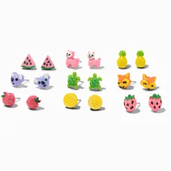 Pastel Fruit Stud Earrings - 9 Pack