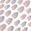 Pastel Iridescent Ombré French Short Almond Vegan Faux Nail Set - 24 Pack