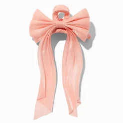 Pastel Orange Organza Bow Hair Claw